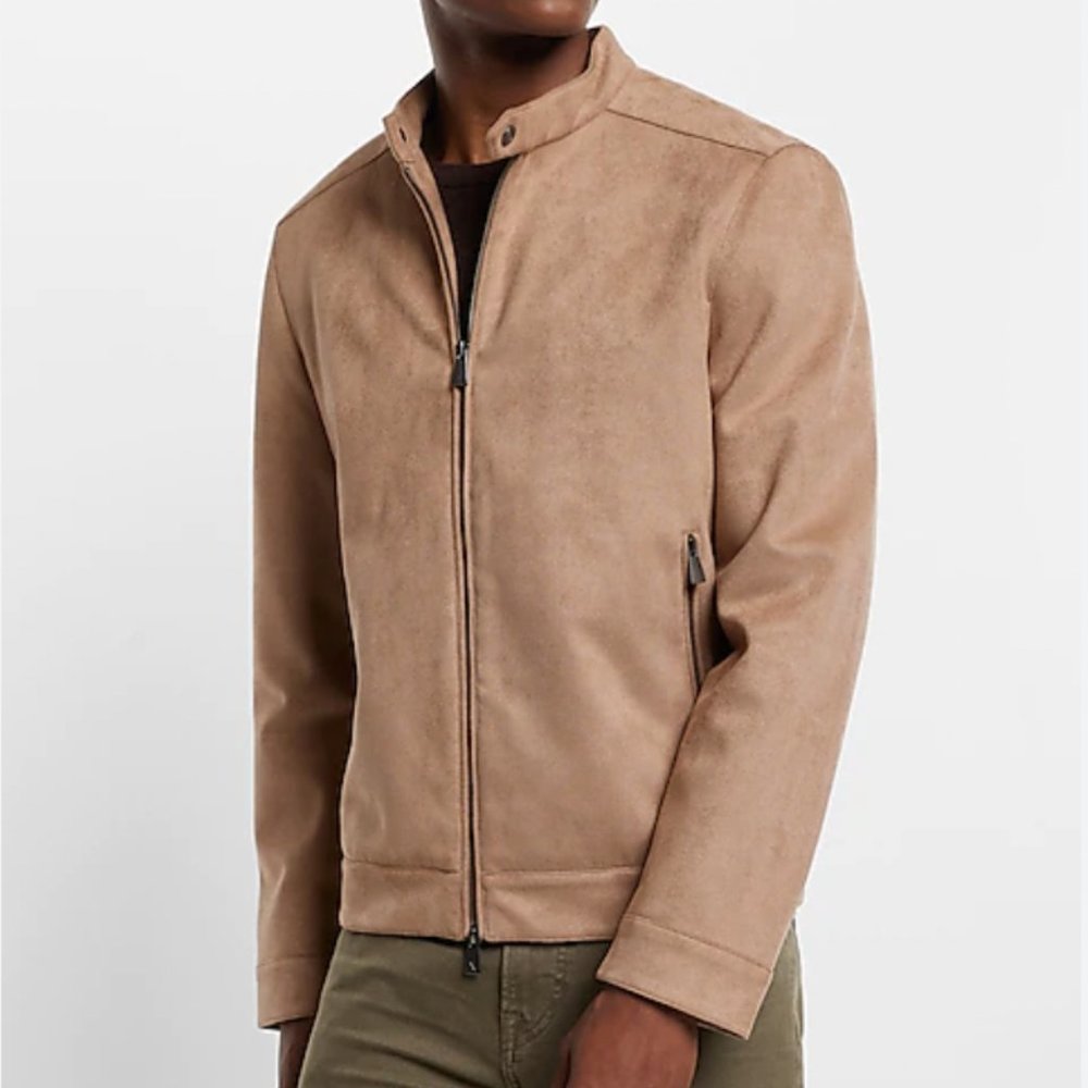 Brown Faux Suede Moto Jacket